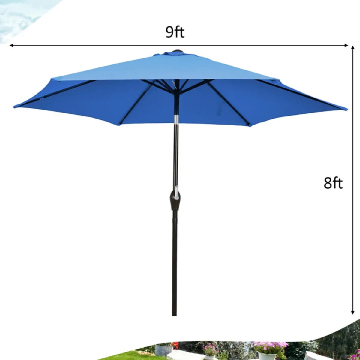 Sharper Image 9' Market Patio Table Umbrella
