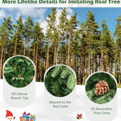 Village Lighting Company 7' Pre-Lit Artificial Christmas Tree with Pinecones