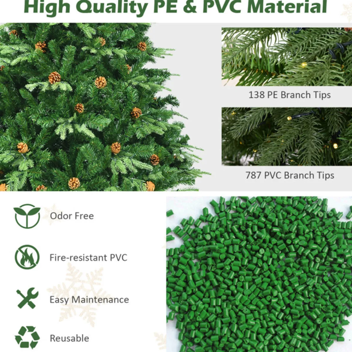Village Lighting Company 7' Pre-Lit Artificial Christmas Tree with Pinecones