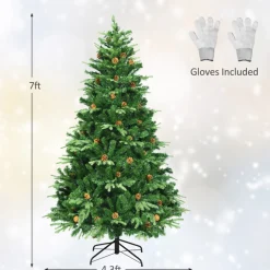 Village Lighting Company 7' Pre-Lit Artificial Christmas Tree with Pinecones