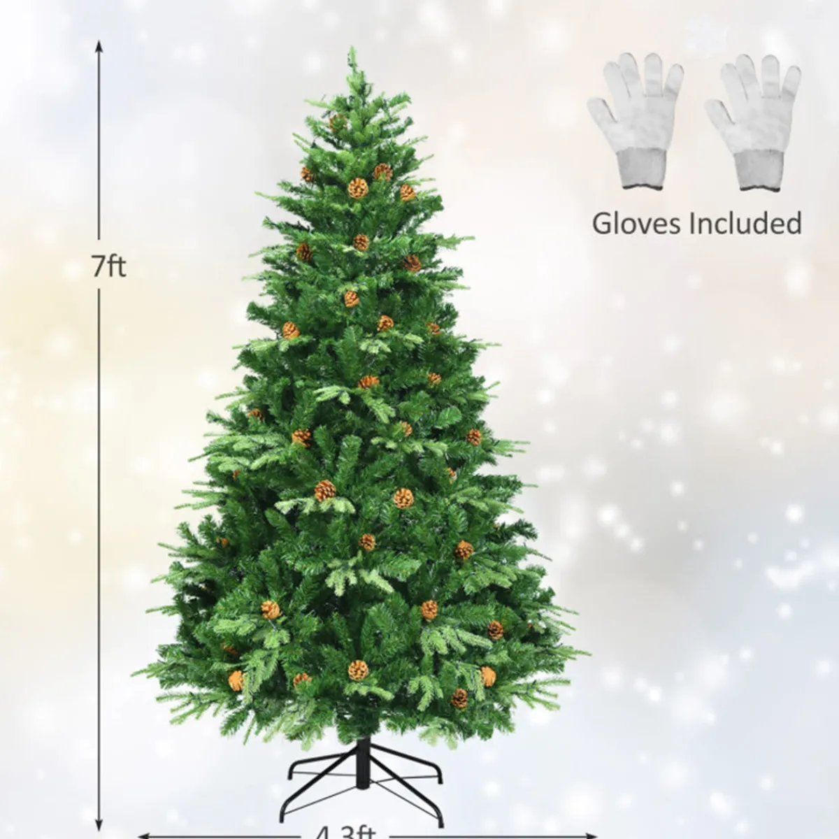 Village Lighting Company 7' Pre-Lit Artificial Christmas Tree with Pinecones