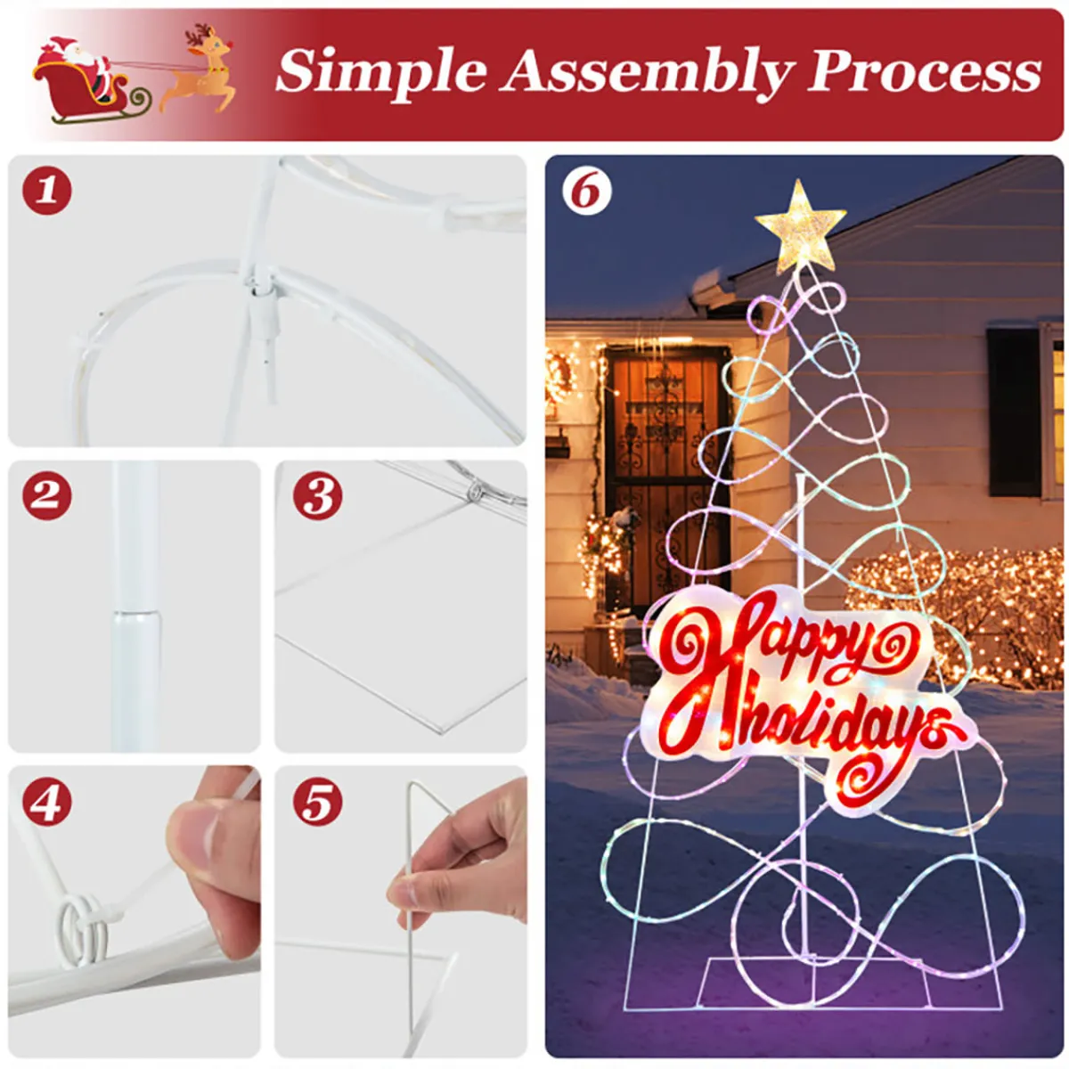 GoPlus (Costway) 5.6' Pre-Lit Happy Holidays Christmas Tree Decoration