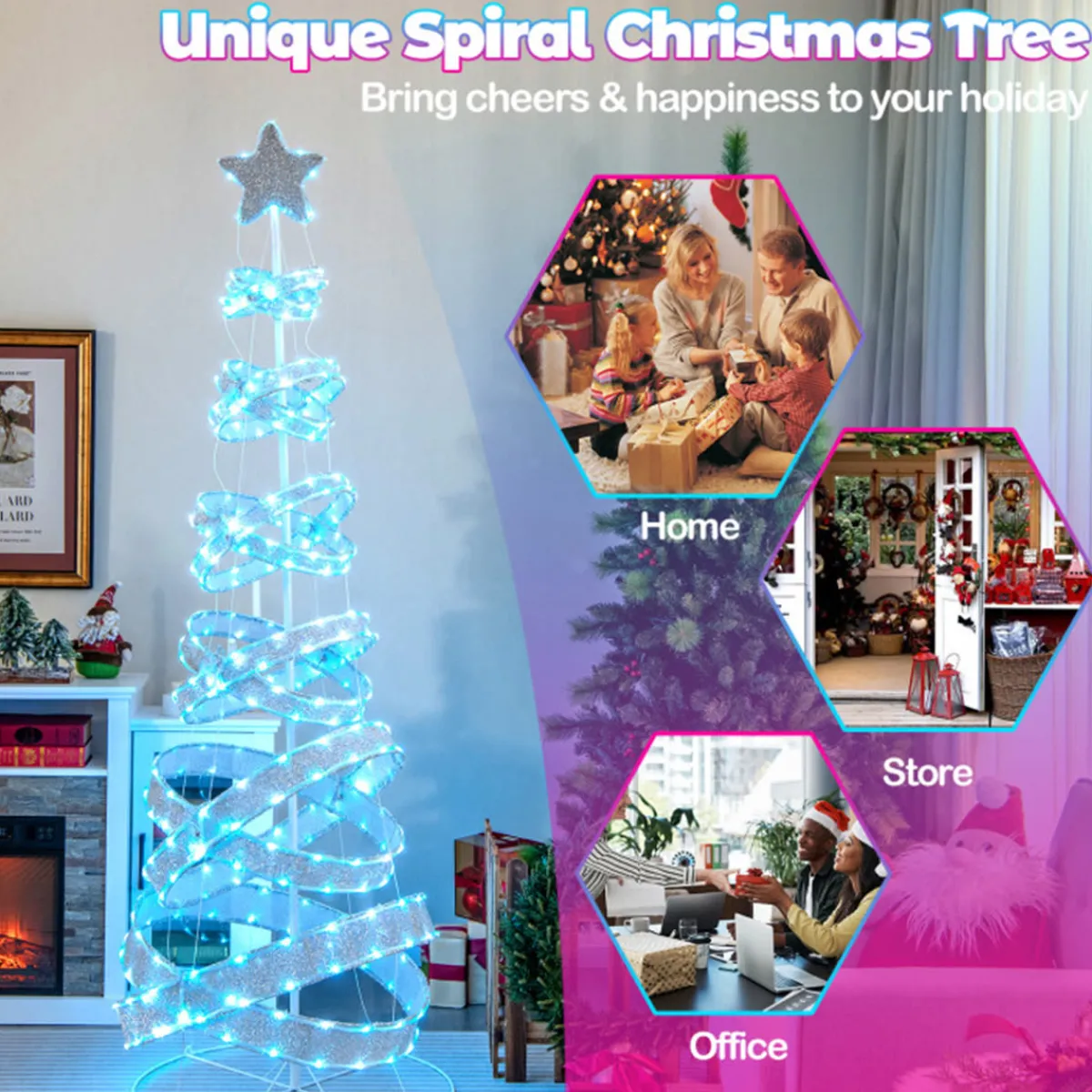 Village Lighting Company 7' Pre-Lit Spiral Christmas Tree Decoration
