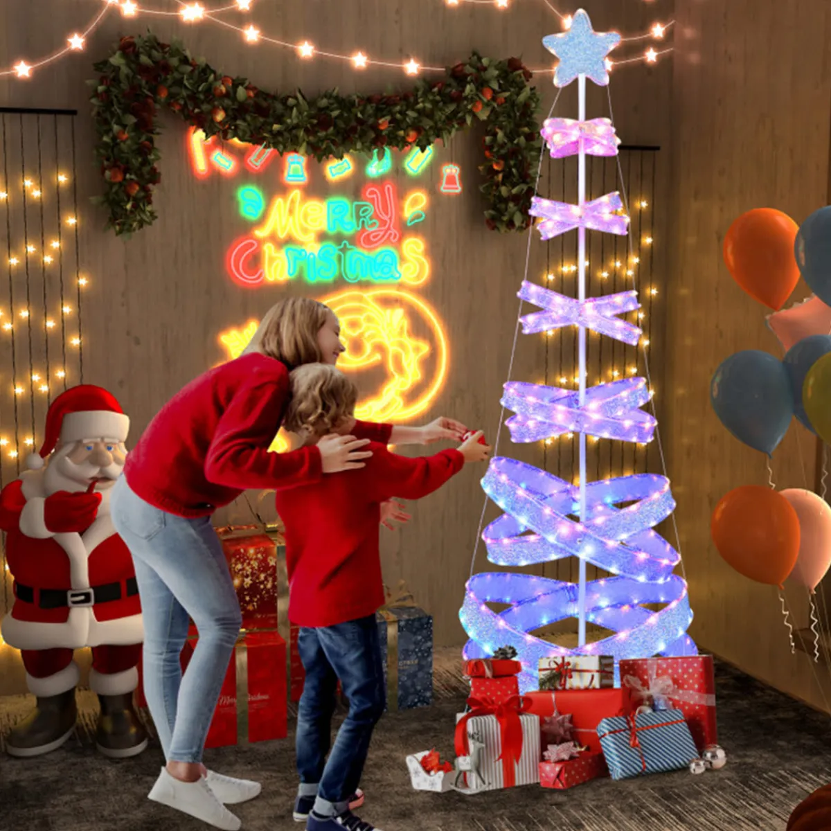 Village Lighting Company 7' Pre-Lit Spiral Christmas Tree Decoration