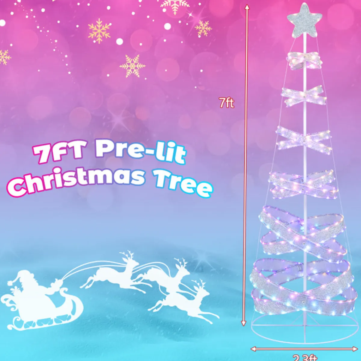 Village Lighting Company 7' Pre-Lit Spiral Christmas Tree Decoration