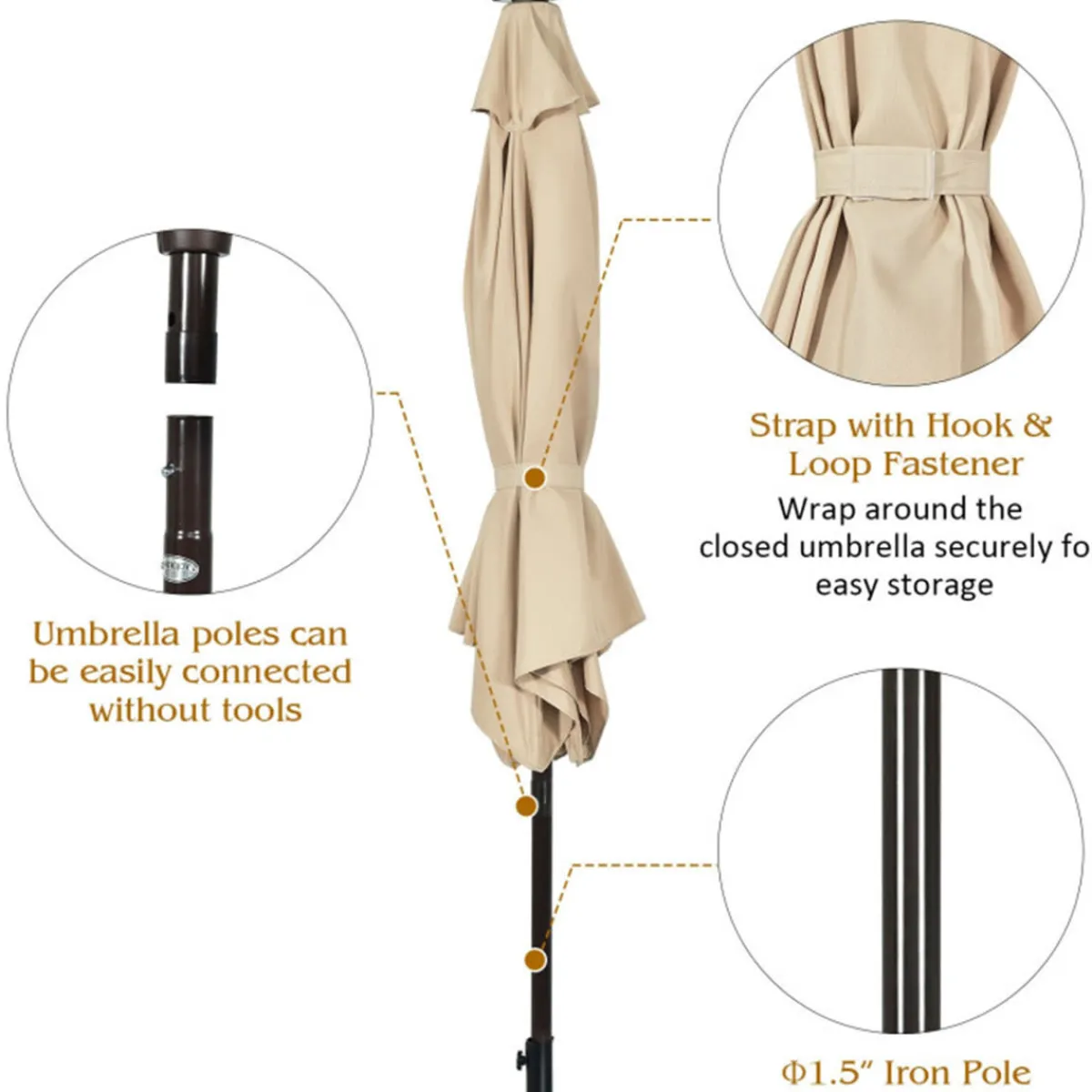 Sharper Image 9' Solar LED Lighted Patio Table Umbrella