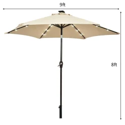 Sharper Image 9' Solar LED Lighted Patio Table Umbrella