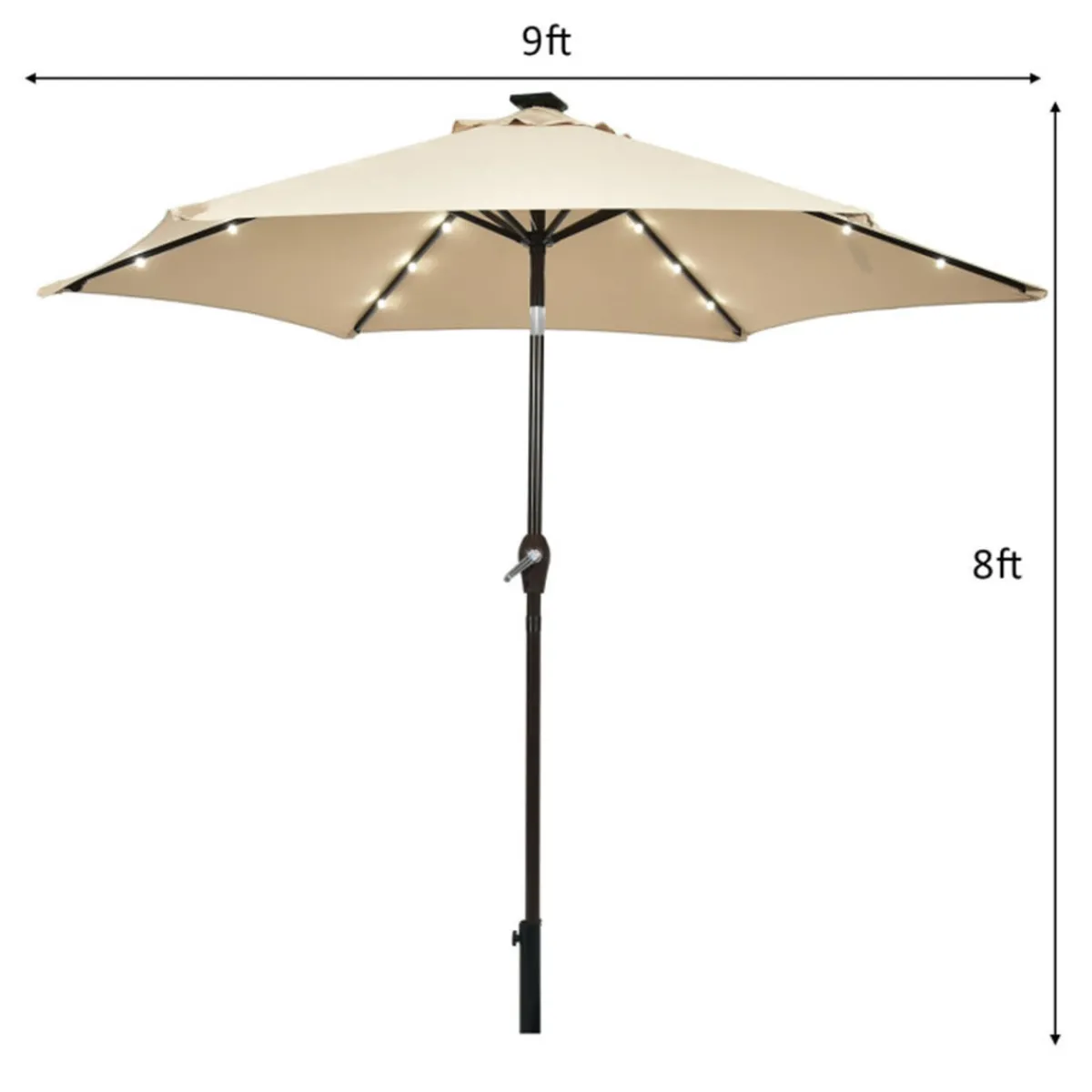 Sharper Image 9' Solar LED Lighted Patio Table Umbrella
