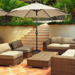 Sharper Image 9' Solar LED Lighted Patio Table Umbrella