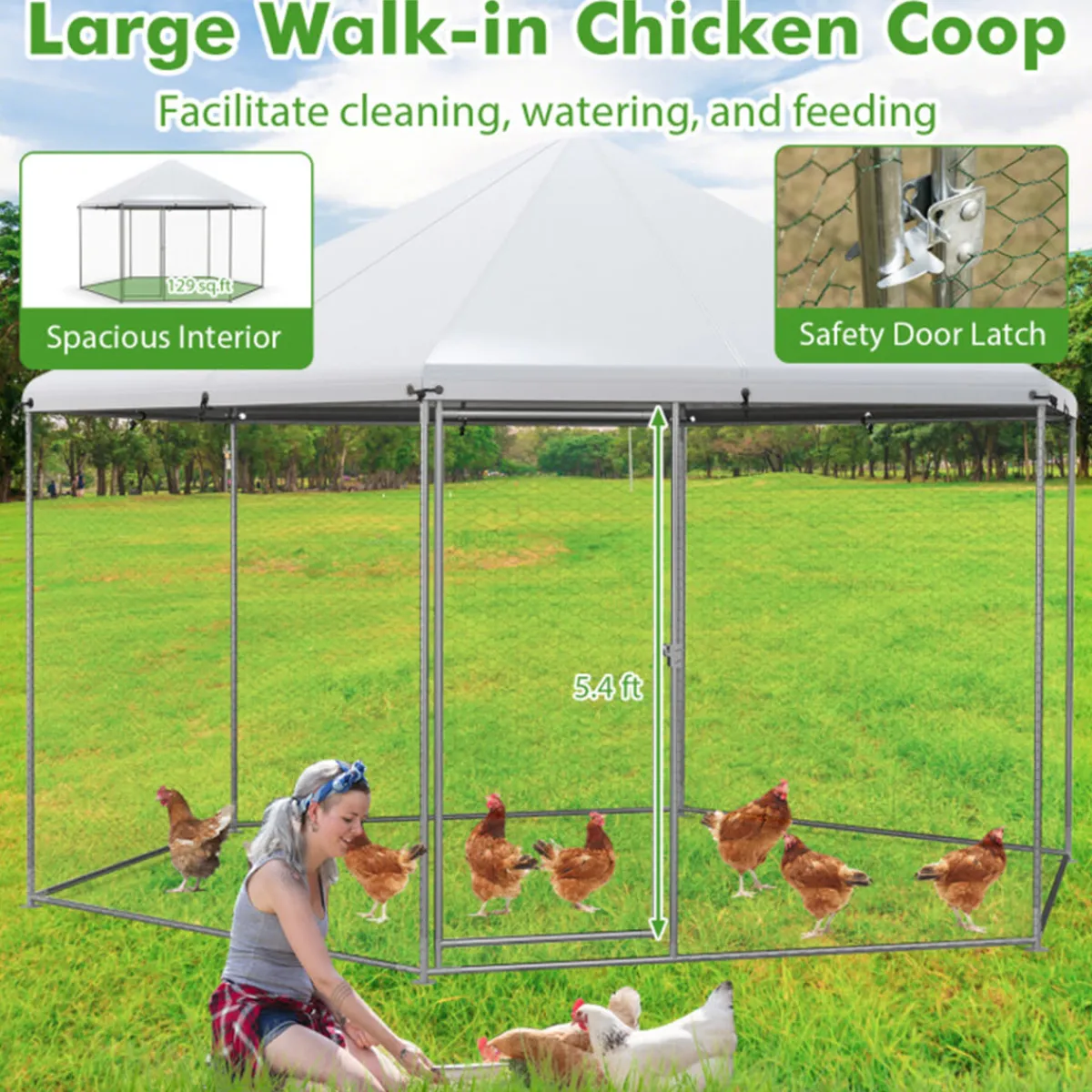 GoPlus (Costway) 13' Wire Mesh Hexagonal Chicken Coop