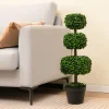 GoPlus (Costway) 35'' Artificial Boxwood Topiary Ball Tree with Cement Pot