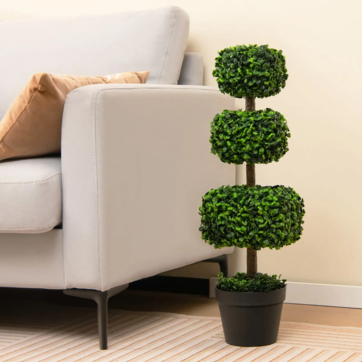 GoPlus (Costway) 35'' Artificial Boxwood Topiary Ball Tree with Cement Pot