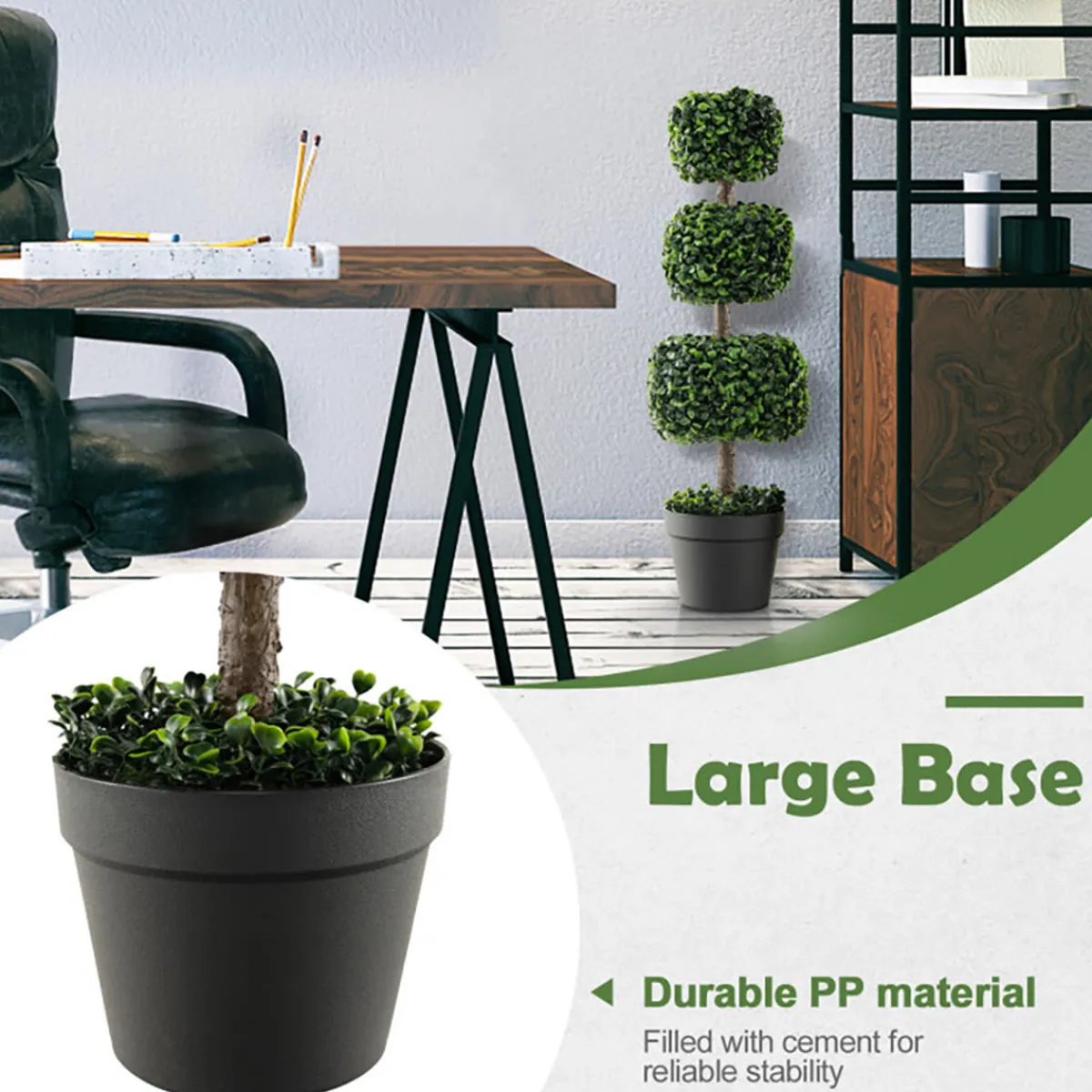 GoPlus (Costway) 35'' Artificial Boxwood Topiary Ball Tree with Cement Pot