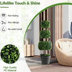 GoPlus (Costway) 35'' Artificial Boxwood Topiary Ball Tree with Cement Pot
