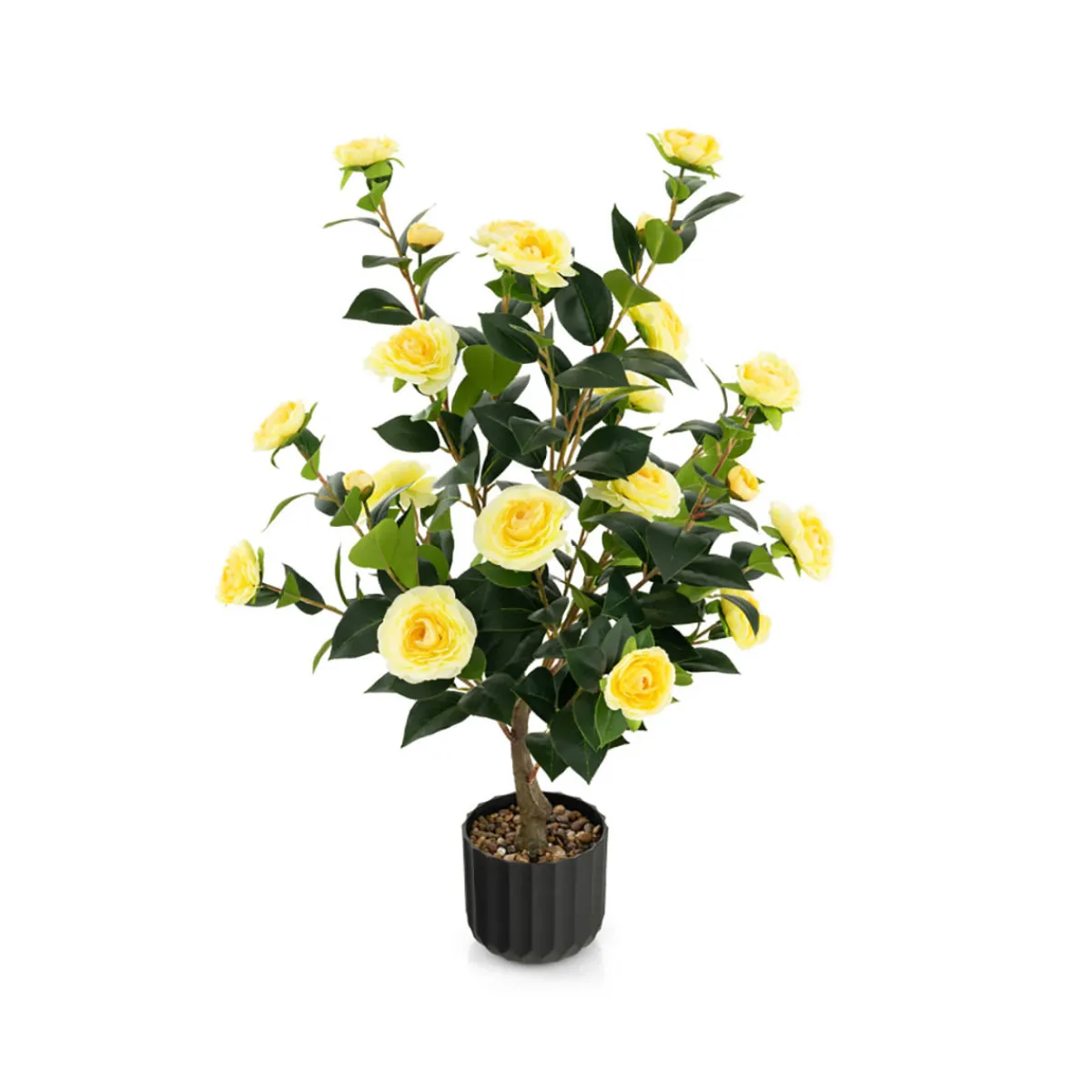 GoPlus (Costway) 38'' Artificial Camellia Flower Trees with Cement Pot (Set of 2)