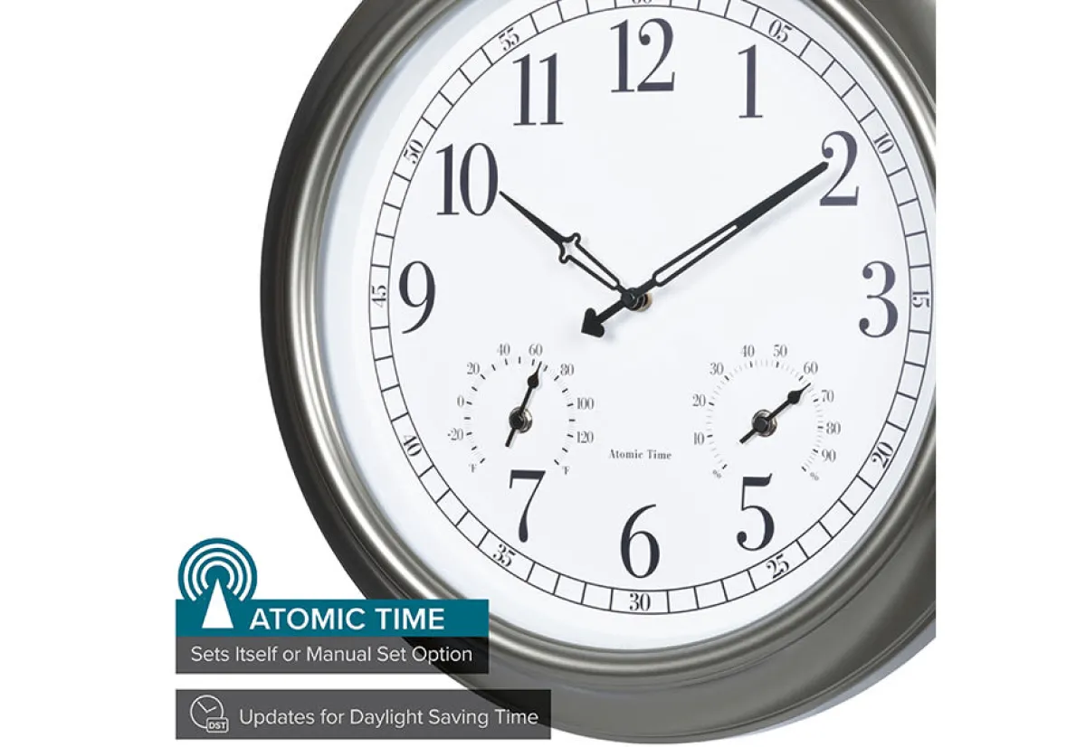 LaCrosse Technology, Ltd. 18'' Atomic Outdoor Clock with Thermometer and Humidity