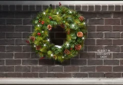Sharper Image 30'' Cordless Pre-Lit Indoor/Outdoor Wreath