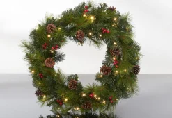 Sharper Image 30'' Cordless Pre-Lit Indoor/Outdoor Wreath