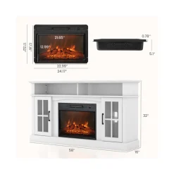 GoPlus (Costway) 58'' Fireplace TV Stand with Side Cabinets