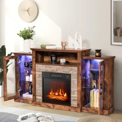 GoPlus (Costway) 58'' Fireplace TV Stand with Adjustable Shelves