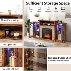 GoPlus (Costway) 58'' Fireplace TV Stand with Adjustable Shelves