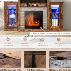 GoPlus (Costway) 58'' Fireplace TV Stand with Adjustable Shelves