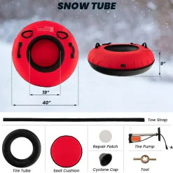 GoPlus (Costway) 40'' Heavy-Duty Inflatable Snow Sled with Tow Strap