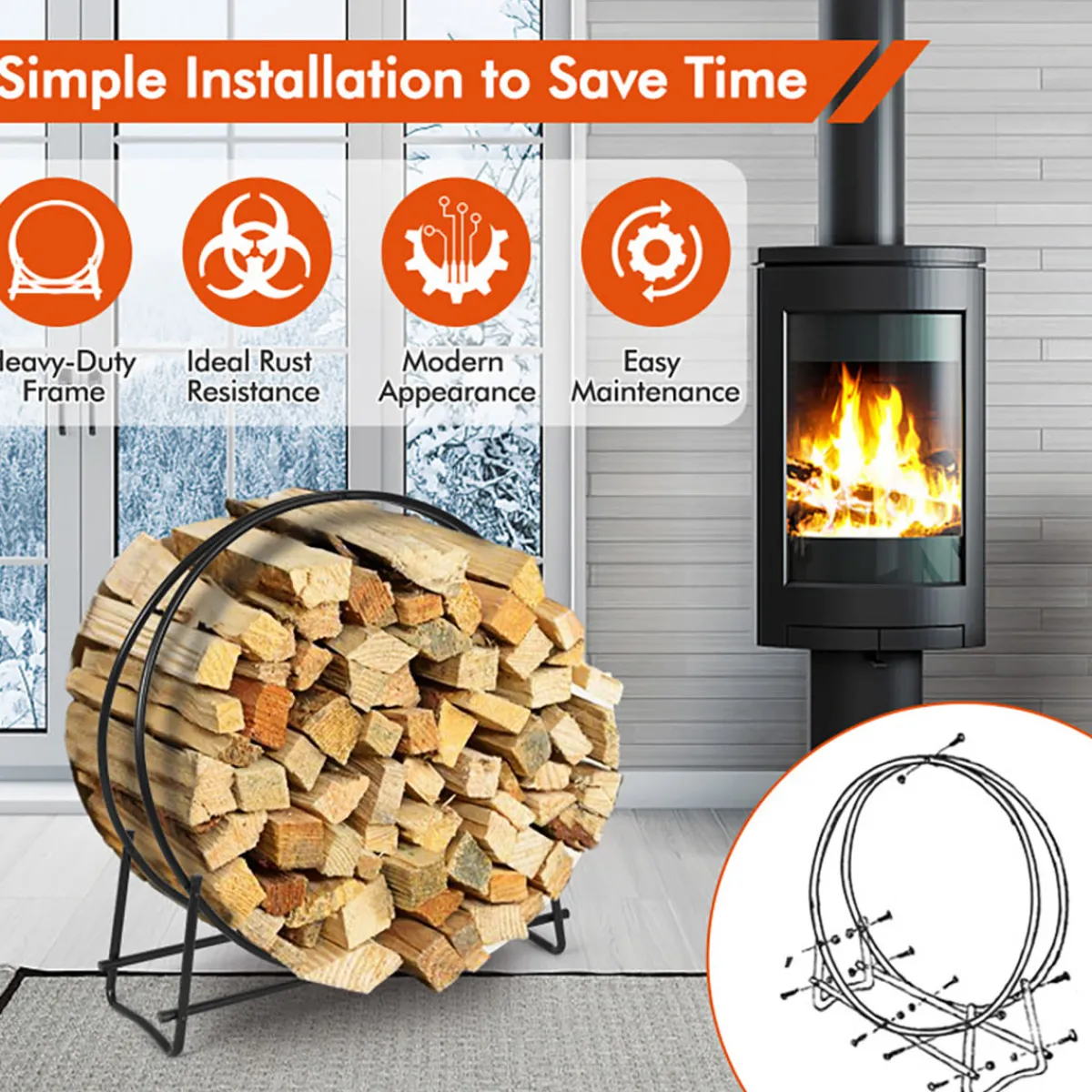 Masontops Inc 40'' Log Hoop Firewood Storage Rack