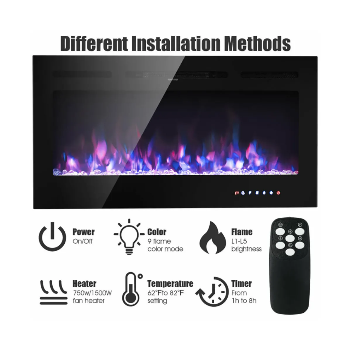 GoPlus (Costway) 40'' Recessed Electric Fireplace