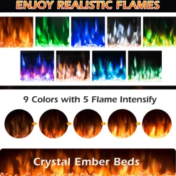 GoPlus (Costway) 36'' Recessed/Wall-Mounted Electric Fireplace