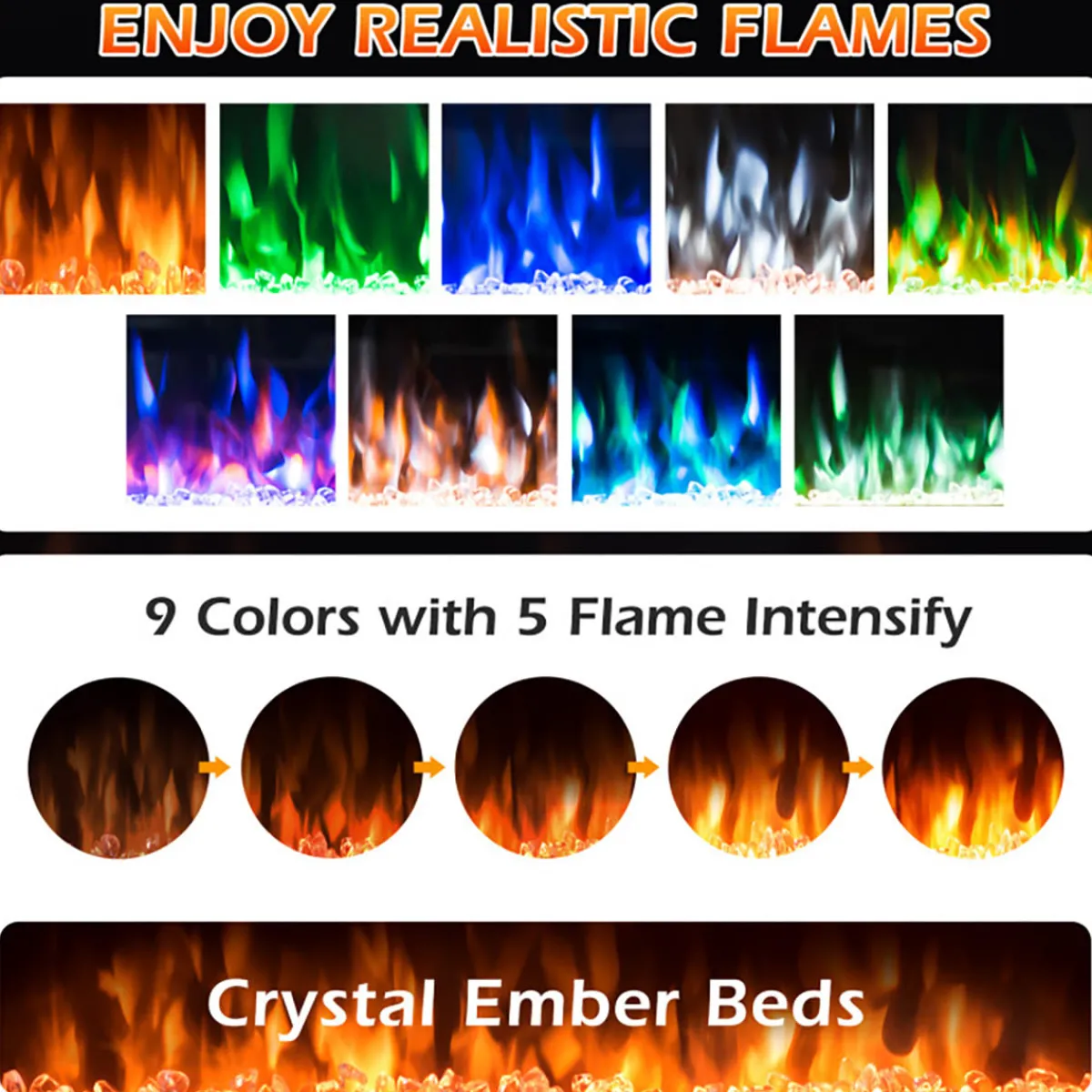 GoPlus (Costway) 36'' Recessed/Wall-Mounted Electric Fireplace