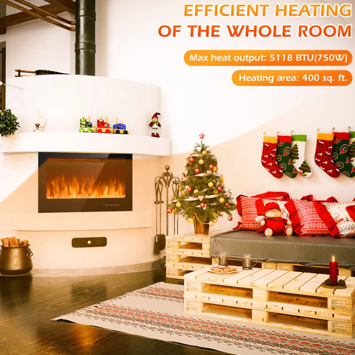 GoPlus (Costway) 36'' Recessed/Wall-Mounted Electric Fireplace