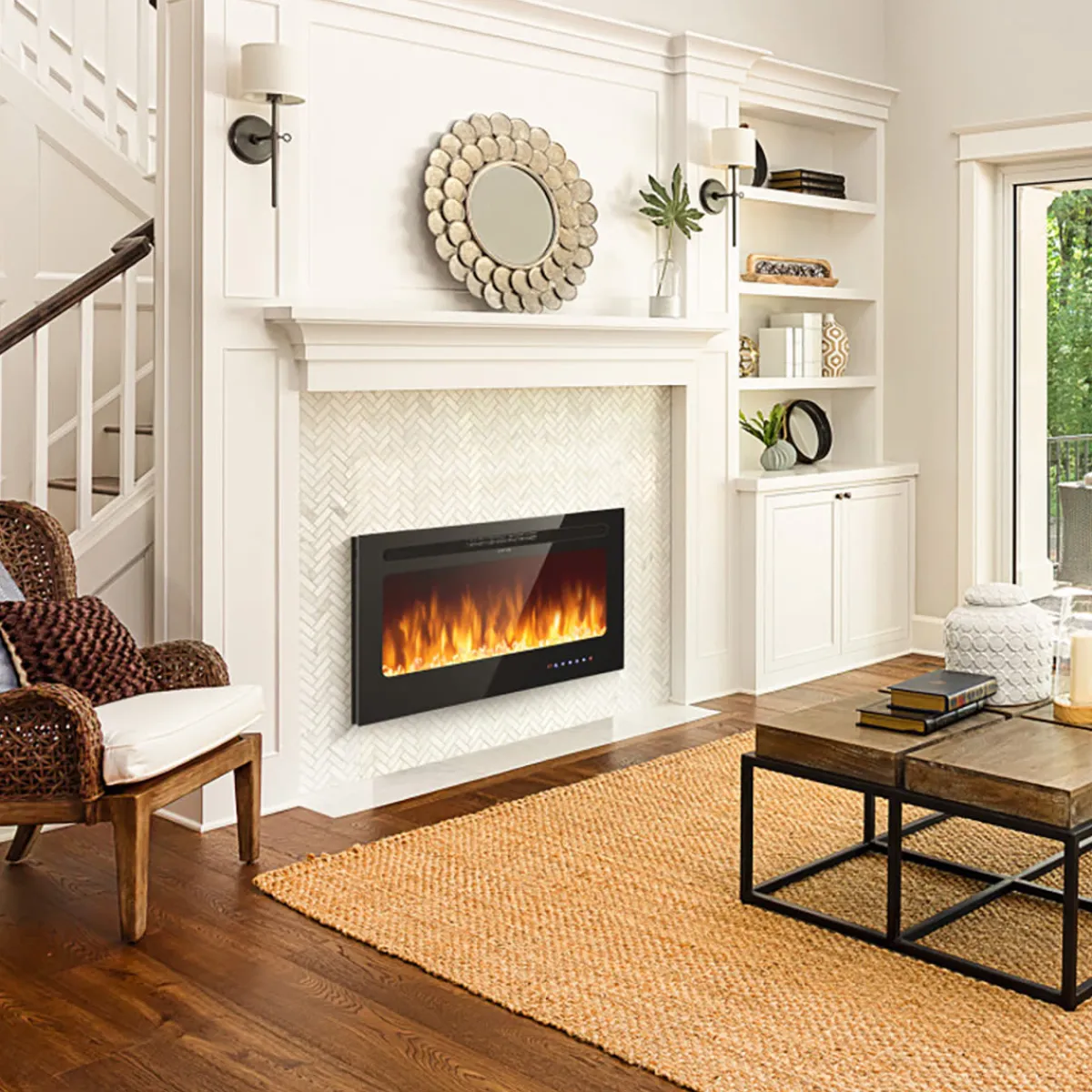GoPlus (Costway) 36'' Recessed/Wall-Mounted Electric Fireplace