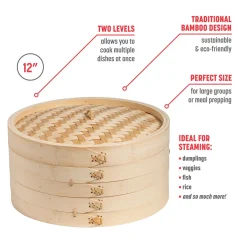 Escali Corp dba Kitchen Supply 12'' 2-Tier Bamboo Steamer Baskets