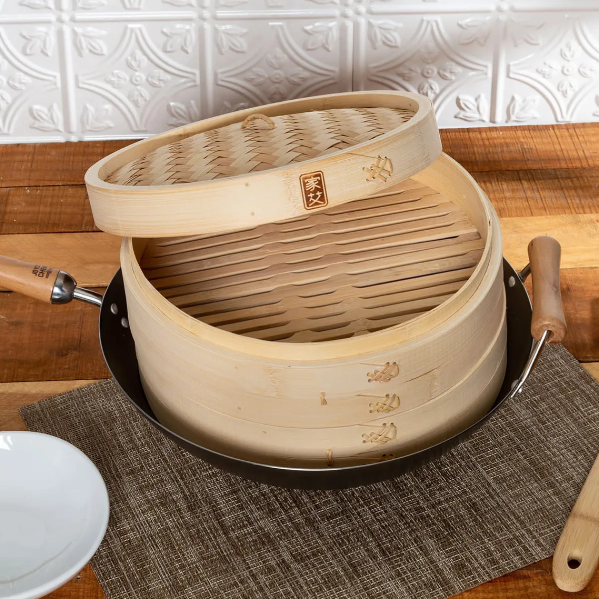 Escali Corp dba Kitchen Supply 12'' 2-Tier Bamboo Steamer Baskets