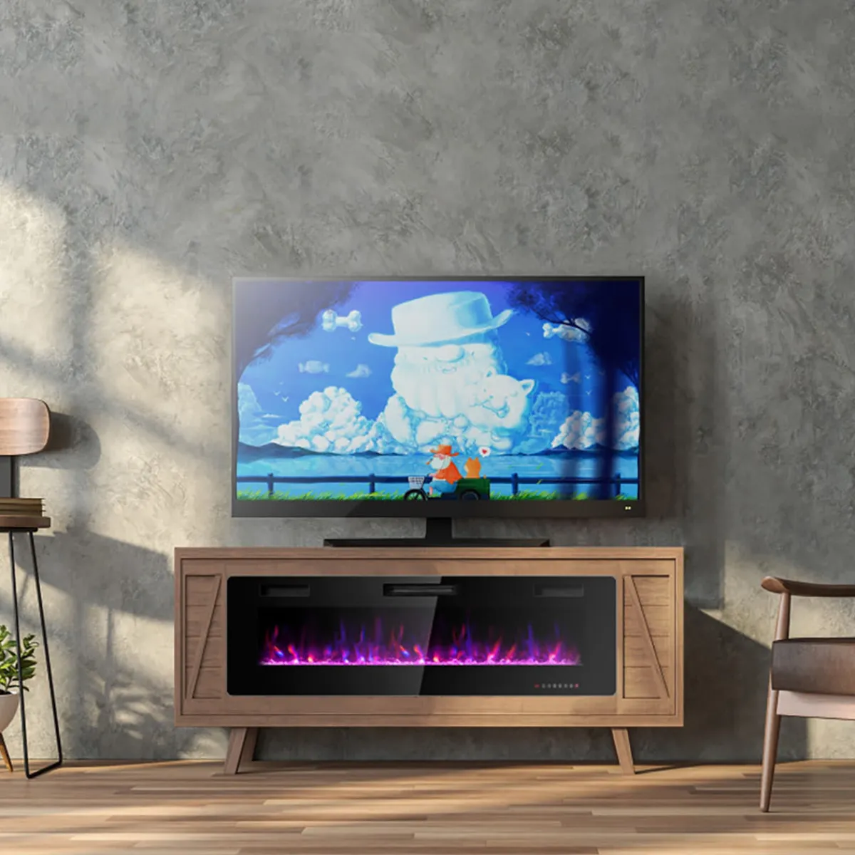 Ontel Products 60'' Ultra-Thin Recessed/Wall-Mounted Electric Fireplace