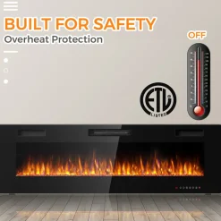 Ontel Products 60'' Ultra-Thin Recessed/Wall-Mounted Electric Fireplace