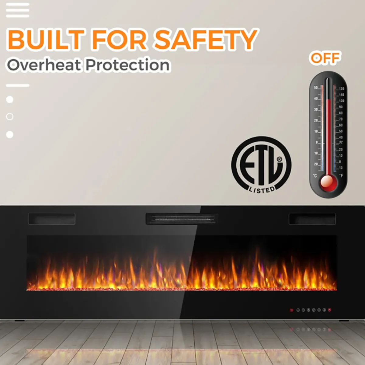 Ontel Products 60'' Ultra-Thin Recessed/Wall-Mounted Electric Fireplace