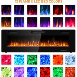 Ontel Products 60'' Ultra-Thin Recessed/Wall-Mounted Electric Fireplace