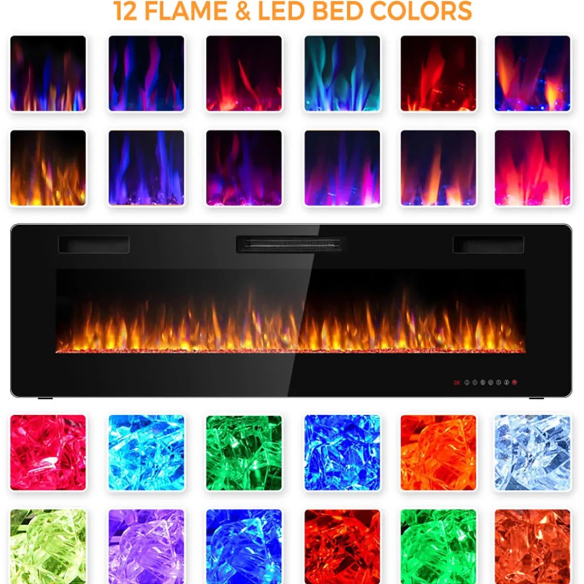 Ontel Products 60'' Ultra-Thin Recessed/Wall-Mounted Electric Fireplace