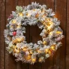 Sharper Image 30'' White Flocked Cordless Pre-Lit Indoor/Outdoor Wreath